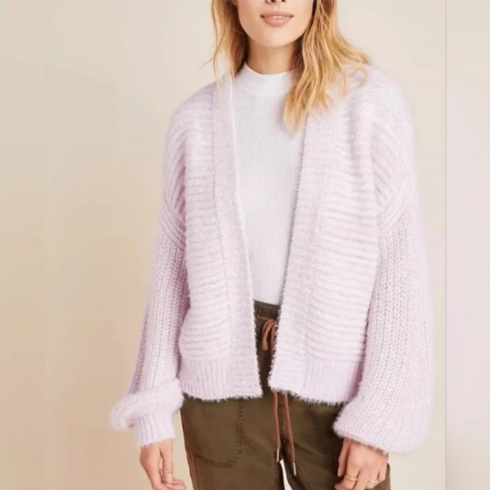AKEMI + KIN Anthropologie Tallulah Eyelash Cardigan Sweater One Size Periwinkle